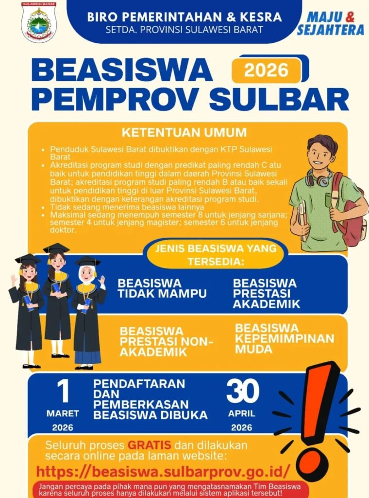 Beasiswa Pemprov Sulbar Tahun 2026