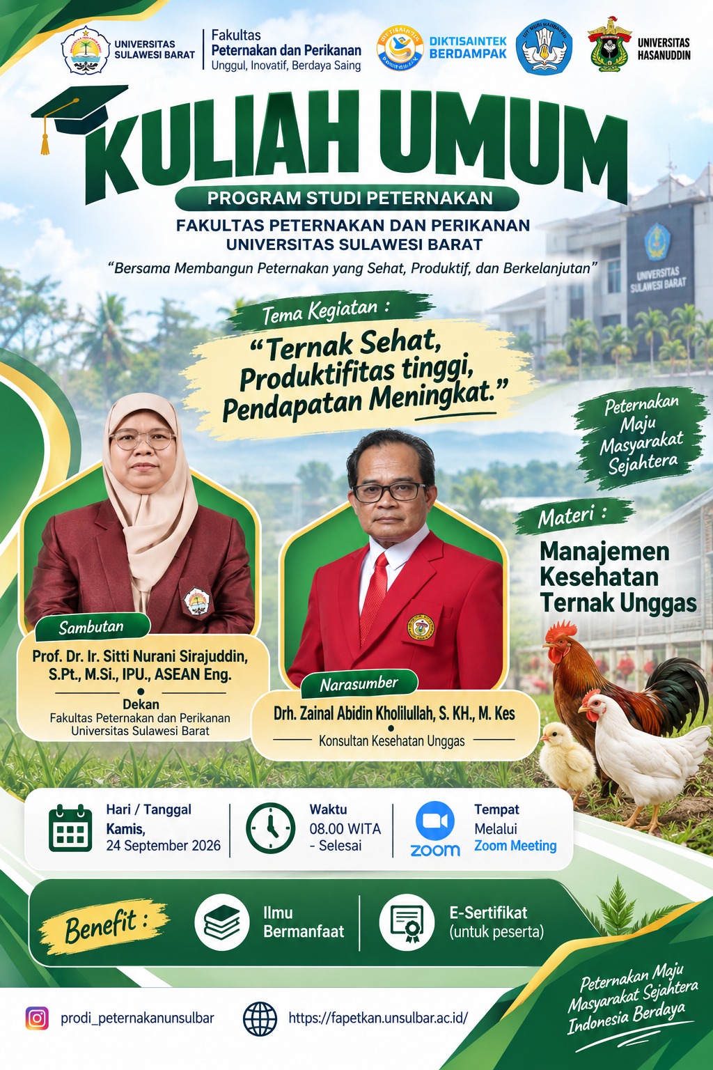 Program Studi Peternakan Unsulbar Gelar Kuliah Umum tentang Manajemen Kesehatan Ternak Unggas