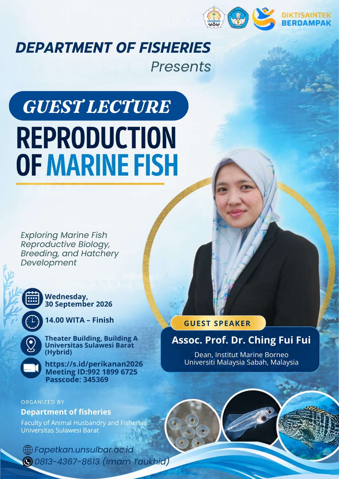 Jurusan Perikanan Gelar Kuliah Umum Internasional Bahas Reproduksi Ikan Laut