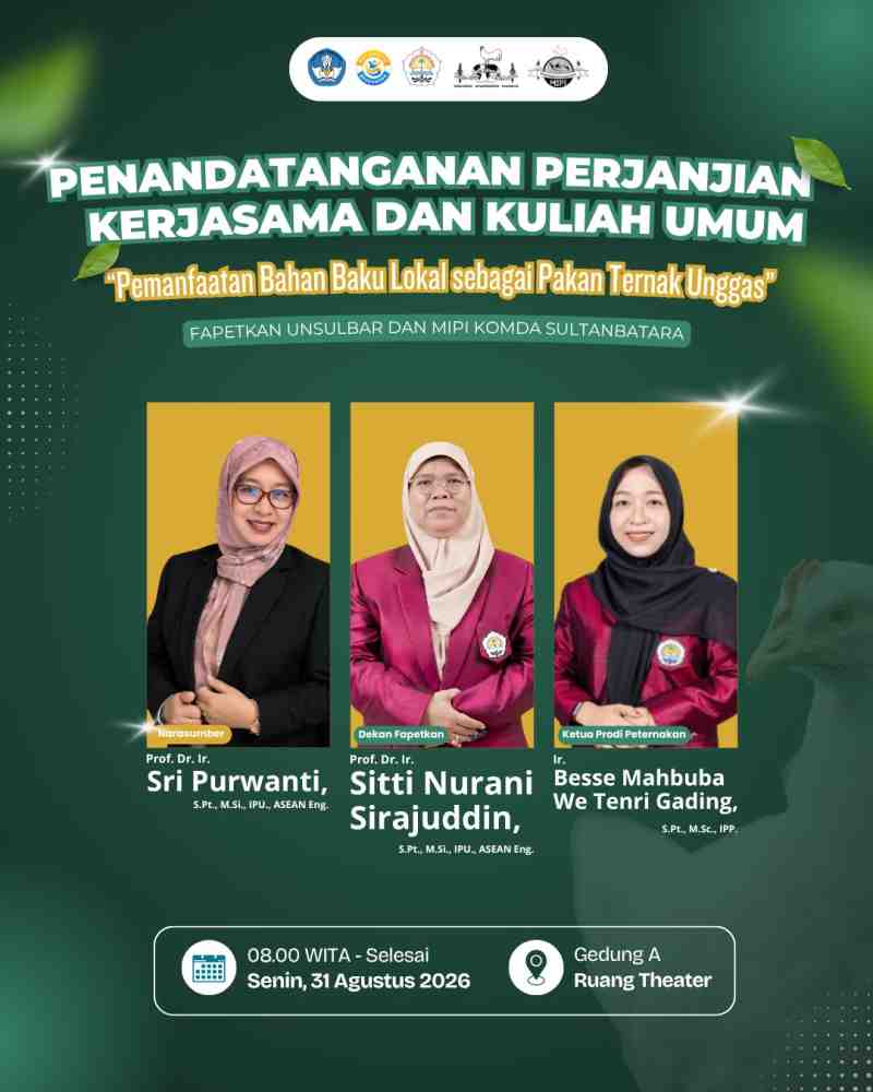 Penandatanganan Kerja Sama dan Kuliah Umum Pemanfaatan Bahan Baku Lokal sebagai Pakan Ternak Unggas